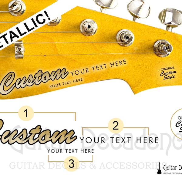 METALLIC Silk Screen Printed Guitar Waterslide Headstock Decals