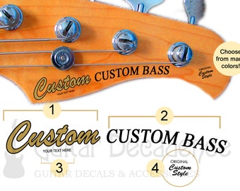 CUSTOM Curved Bass Waterslide Headstock Decals