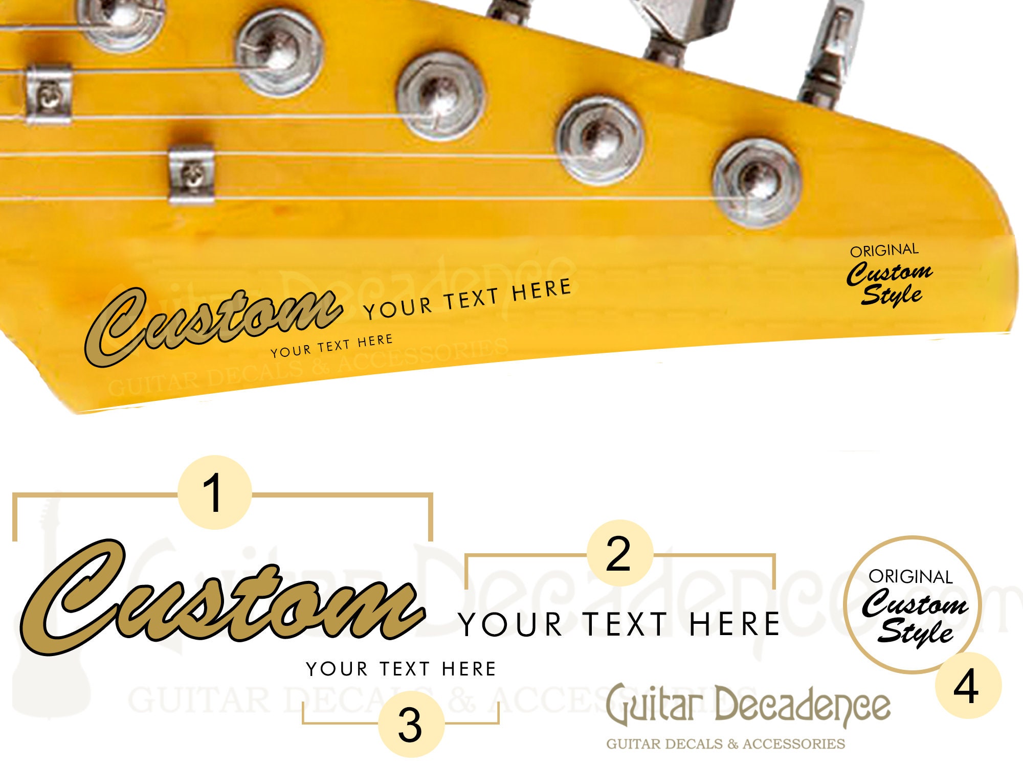 CUSTOM Vintage Style Guitar and Bass Waterslide Headstock Etsy