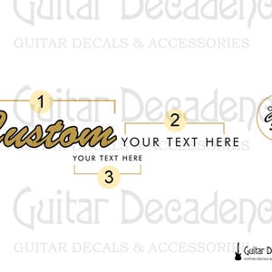 CUSTOM Vintage Style Gitarre und Bass Waterslide Headstock Abziehbilder