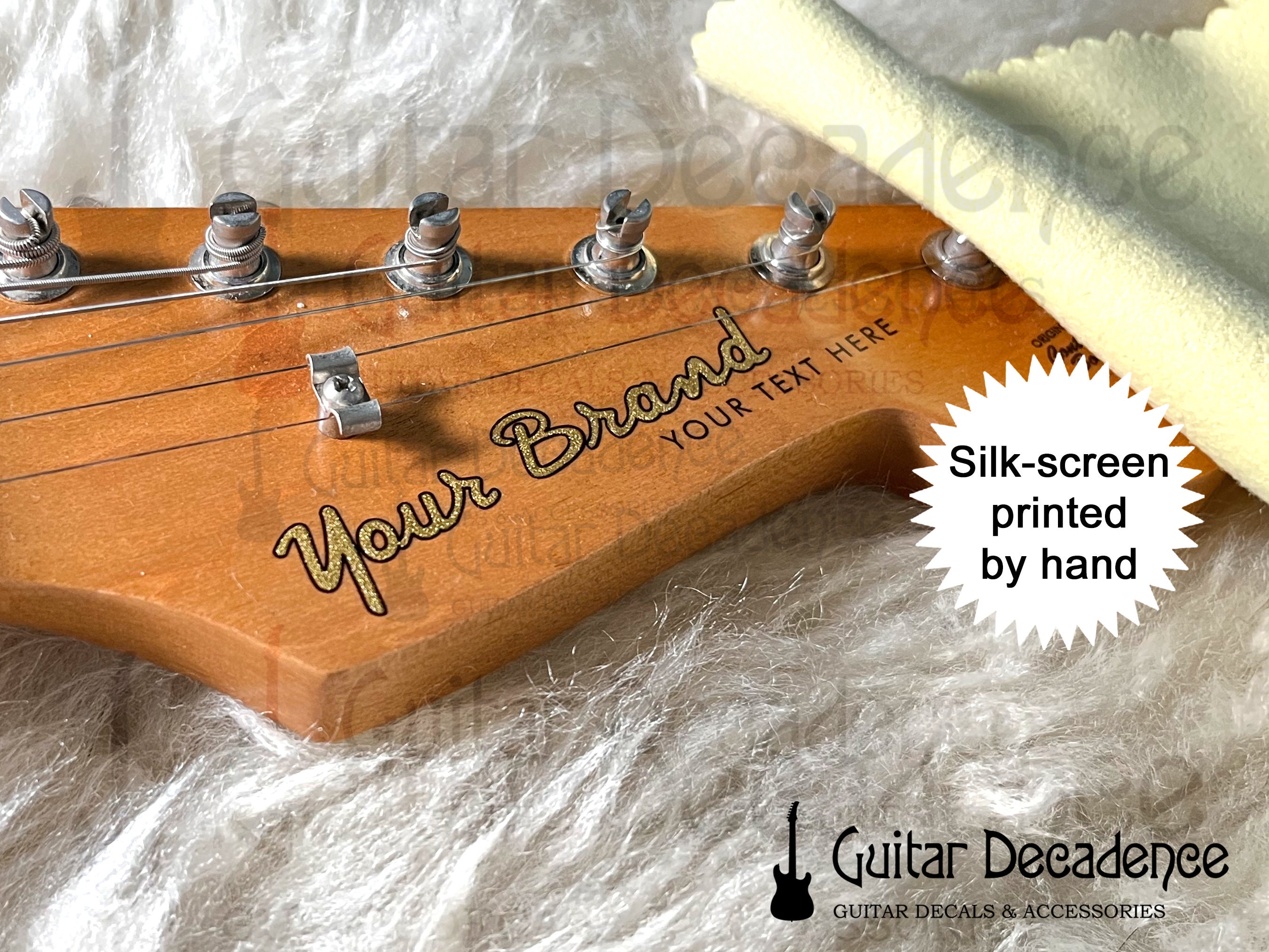 Custom Classic Hand Silk-Screen Printed Guitar Waterslide Headstock Decals