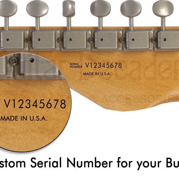 Custom Serial Number Waterslide Guitar Headstock Decals