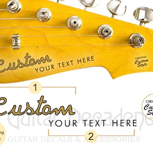 CUSTOM Spaghetti Two-Line Style Guitar Waterslide Headstock Decals