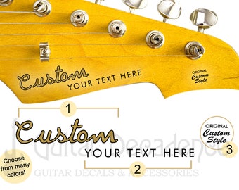 CUSTOM Spaghetti Two-Line Style Guitar Waterslide Headstock Decals