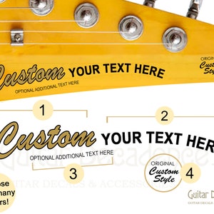 CUSTOM Curved Vintage Style Guitar and Bass Waterslide Headstock Decals