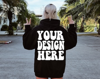 Gildan 18500 Mockup | Gildan Black Hoodie Mock up | G185 Model Mockup | Oversized Hoodie Back Mock | Back of Hoodie Mockup | Street Style