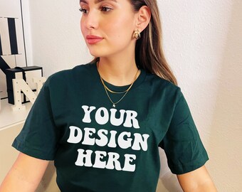 Bella Canvas 3001 Mockup | Bella Canvas Forest Green Shirt Mockup | Tshirt Model Mockup | Green Shirt Mockup | Christmas Unisex T-shirt Mock