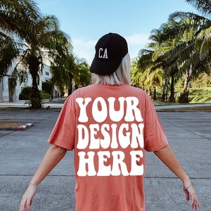Comfort Colors C1717 Terracotta Shirt Mockup | Terracotta Tshirt | Oversized Back Mockup | Terracotta Comfort Color Shirt | Summer Street