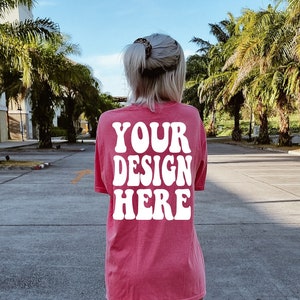 Comfort Colors C1717 Watermelon Shirt Mockup | Watermelon Tshirt | Oversized Back Mockup | Pink Comfort Color Shirt Mockup | Street Style