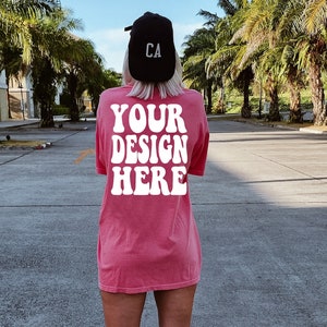 Comfort Colors C1717 Watermelon Shirt Mockup | Watermelon Tshirt | Oversized Back Mockup | Pink Comfort Color Shirt Mockup | Street Style