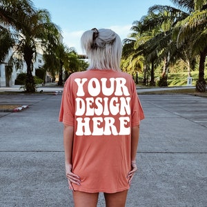 Comfort Colors C1717 Terracotta Shirt Mockup | Terracotta Tshirt | Oversized Back Mockup | Terracotta Comfort Color Shirt | Summer Street