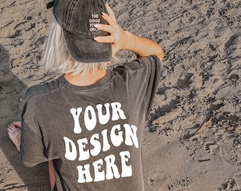 Comfort Colors C1717 Pepper Shirt Mockup | Pepper Tshirt | Oversized Mockup | Model Mock Up | Pepper Comfort Color Shirt Mock | Summer Beach