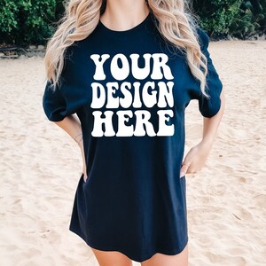 Comfort Colors C1717 Black Shirt Mockup | Black Tshirt | Oversized Mockup | Model Mock Up | Black Comfort Color Shirt Mockup | Summer Beach