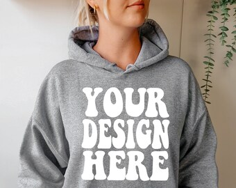 Gildan 18500 Mockup / Gildan Sport Grey Hoodie Mock up / G185 Model Mockups / Sport Grey Oversized Hoodie Mockup / Cozy Boho Lifestyle