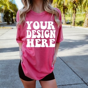 Comfort Colors C1717 Watermelon Shirt Mockup | Watermelon Tshirt | Oversized Model Mockup | Pink Comfort Color Shirt Mockup | Street Style