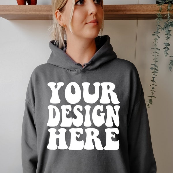 Gildan 18500 Mockup | Gildan Charcoal Hoodie Mock up | G185 Model Mockups | Charcoal Oversized Hoodie Mockup | Trendy Cozy Boho Lifestyle