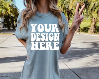 Comfort Colors C1717 Bay Shirt Mockup | Bay Tshirt | Oversized Mockup | Model Mock Up | Bay Comfort Color Shirt Mockup | Summer Street Style