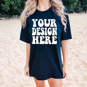 Comfort Colors C1717 Black Shirt Mockup | Black Tshirt | Oversized Mockup | Model Mock Up | Black Comfort Color Shirt Mockup | Summer Beach