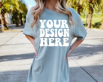 Comfort Colors C1717 Bay Shirt Mockup | Bay Tshirt | Oversized Mockup | Model Mock Up | Bay Comfort Color Shirt Mockup | Summer Street Style