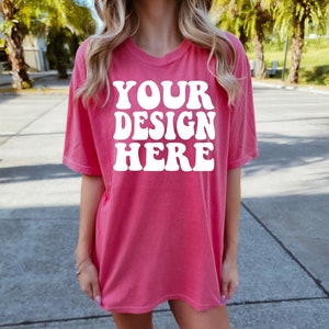 Comfort Colors C1717 Watermelon Shirt Mockup | Watermelon Tshirt | Oversized Model Mockup | Pink Comfort Color Shirt Mockup | Street Style