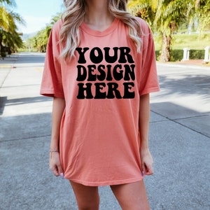 Comfort Colors C1717 Terracotta Shirt Mockup | Terracotta Tshirt | Oversized Mockup | Terracotta Comfort Color Shirt | Summer Street Style