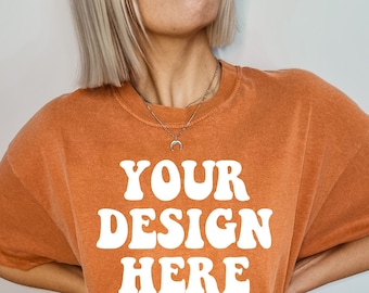 Comfort Colors C1717 Yam Shirt Mockup / Yam Tshirt / Oversize Mockup / Model Mock Up / Yam Comfort Color Shirt Mock / Orange Shirt Mock