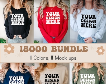 Gildan 18000 Mockup Bundle | G180 Group Sweater | Front Model Mockup Bundle | Gildan Sweatshirt Mock Ups | Crewneck Mock Bundle | Cozy Boho