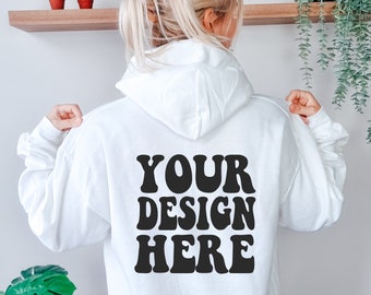 Gildan 18500 Mockup | Gildan White Hoodie Mock up | G185 Model Mockup | Oversized Hoodie Mock | White Back of Hoodie Mockup | Boho Lifestyle