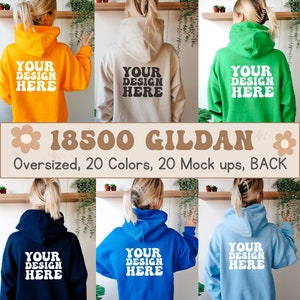 Gildan 18500 Back Mockup Bundle | Gildan Group Hoodies | Gildan Hoodie Model Mockup Bundle | Oversized G185 Back Mock Ups | Cozy Boho Bundle