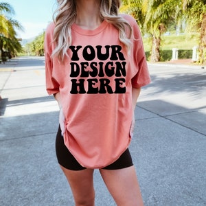 Comfort Colors C1717 Terracotta Shirt Mockup | Terracotta Tshirt | Oversized Mockup | Terracotta Comfort Color Shirt | Summer Street Style
