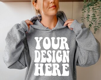 Gildan 18500 Mockup / Gildan Sport Grey Hoodie Mock up / G185 Model Mockups / Sport Grey Oversized Hoodie Mockup / Cozy Boho Lifestyle