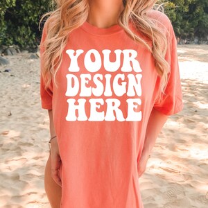 Comfort Colors C1717 Terracotta Shirt Mockup | Terracotta Tshirt | Oversized Mockup | Terracotta Comfort Color Shirt Mock | Summer Beach