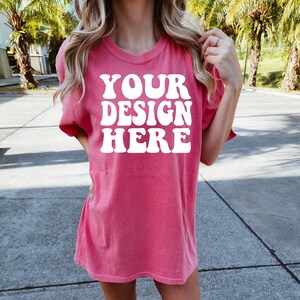 Comfort Colors C1717 Watermelon Shirt Mockup | Watermelon Tshirt | Oversized Model Mockup | Pink Comfort Color Shirt Mockup | Street Style