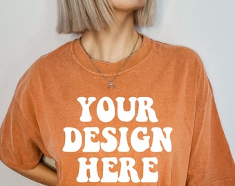 Comfort Colors C1717 Yam Shirt Mockup / Yam Tshirt / Oversize Mockup / Model Mock Up / Yam Comfort Color Shirt Mock / Orange Shirt Mock