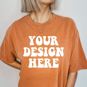Comfort Colors C1717 Yam Shirt Mockup | Yam Tshirt | Oversized Mockup | Model Mock Up | Yam Comfort Color Shirt Mock | Orange Shirt Mock