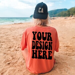 Comfort Colors C1717 Terracotta Shirt Mockup | Terracotta Tshirt | Oversized Back Mockup | Terracotta Comfort Color Shirt | Summer Beach