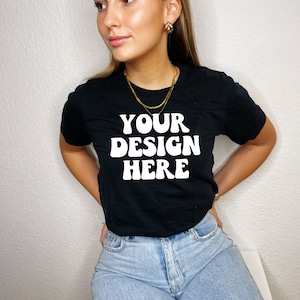 Bella Canvas 3001 Mockup / Bella Canvas Black Shirt Mockup / Tshirt Model Mockup / Black Shirt Mockup / Black Unisex T-shirt Mockup