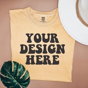 Comfort Colors C1717 Mustard Shirt Mockup | Mustard Tshirt | Flat Lay Mockup | 1717 Mock | Comfort Color Shirt Mock | Boho Lifestyle