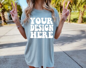 Comfort Colors C1717 Bay Shirt Mockup | Bay Tshirt | Oversized Mockup | Model Mock Up | Bay Comfort Color Shirt Mockup | Summer Street Style