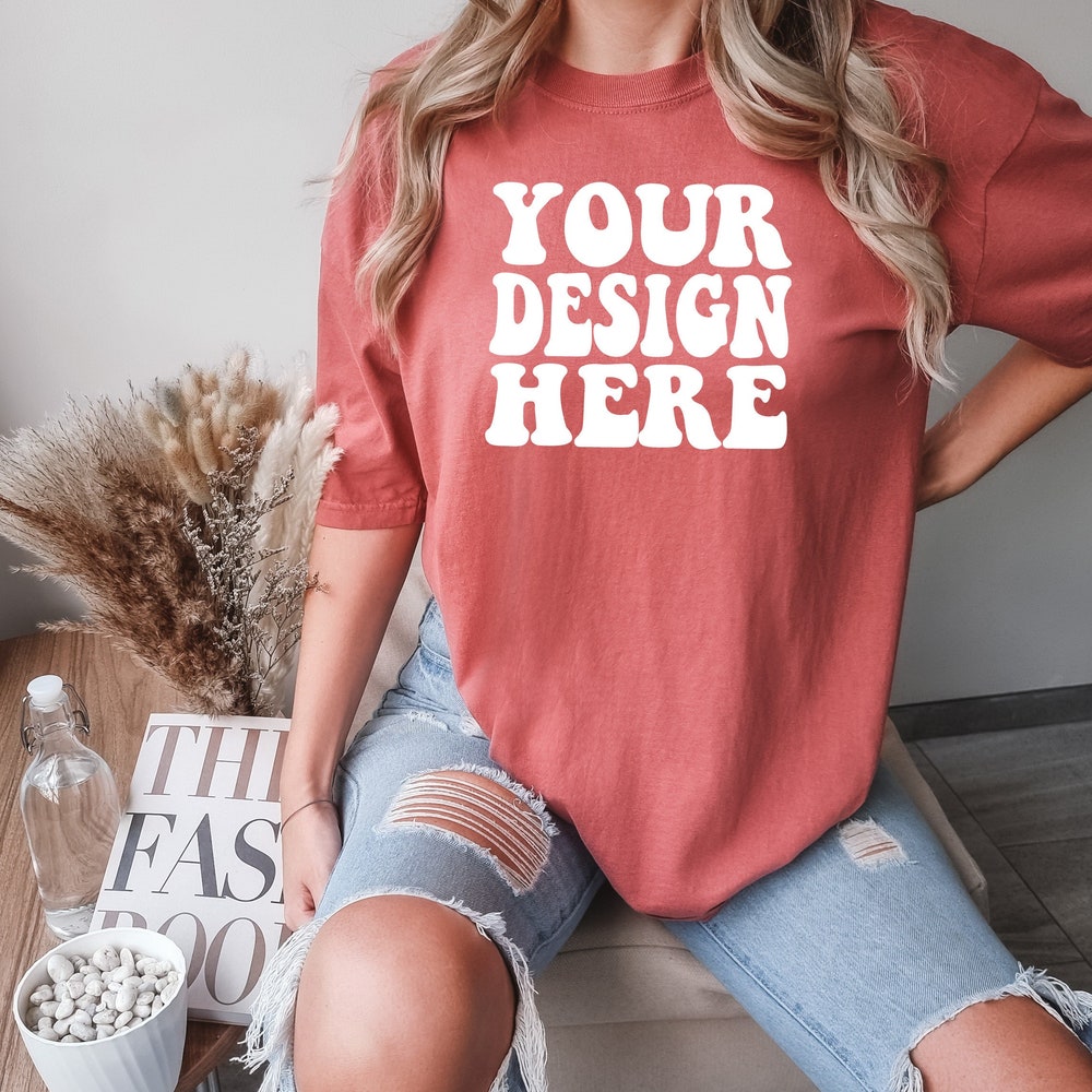 Comfort Colors C1717 Cumin Shirt Mockup | Cc Cumin Tshirt | Oversized Mockup | Model Mock Up | Comfort Color Shirt Mockup | Boho Aesthetic