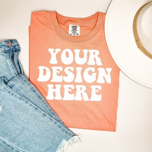 Comfort Colors C1717 Terracotta Shirt Mockup | Terracotta Tshirt | Flat Lay Mockup | 1717 Mock Up | Orange Comfort Color Mock | Trendy Boho