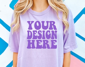 Comfort Colors C1717 Orchid Shirt Mockup | Orchid Tshirt
