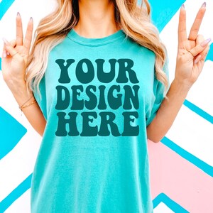 Comfort Colors C1717 Seafoam Shirt Mockup | Seafoam Tshirt | Oversized Mockup | Model Mock Up | Comfort Color Shirt Mockup | Summer Beach