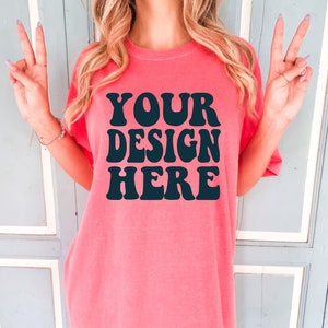 Comfort Colors C1717 Watermelon Shirt Mockup | Watermelon Tshirt | Oversized Mockup | Pink Comfort Color Shirt Mockup | Vintage Summer Boho