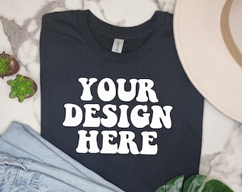Gildan 64000 Mockup | Black Shirt Mockup |Flat Lay G64000 Mockup | Unisex Tshirt Gildan Black Tee | Black Boho Mock Up | Trendy Lifestyle