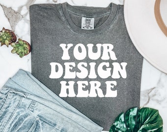 Comfort Kleuren C1717 Pepper Shirt Mockup | Pepper Tshirt | Flat Lay Mockup | 1717 Mock-up | Pepper Comfort Color Shirt Mock | Boho Levensstijl
