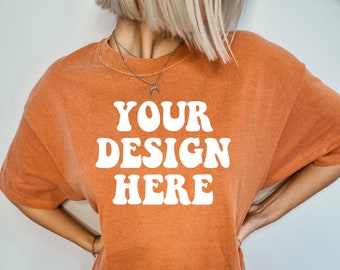 Comfort Colors C1717 Yam Shirt Mockup / Yam Tshirt / Oversize Mockup / Model Mock Up / Yam Comfort Color Shirt Mock / Orange Shirt Mock