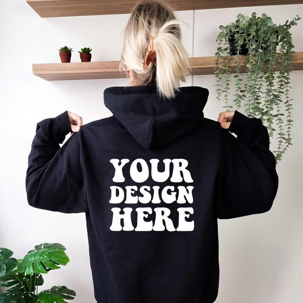 Gildan 18500 Mockup | Gildan Black Hoodie Mock up | G185 Model Mockup | Oversized Hoodie Back Mock | Back of Hoodie Mockup | Boho Lifestyle