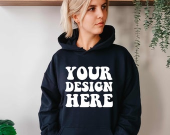 Gildan 18500 Mockup | Gildan Black Hoodie Mockup | G185 Model Mockup | Oversized Hoodie Mock | Zwarte Trui Womens Mockup | Boho Levensstijl