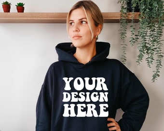 Gildan 18500 Mockup | Gildan Black Hoodie Mockup | G185 Model Mockup | Oversized Hoodie Mock | Zwarte Trui Womens Mockup | Boho Levensstijl